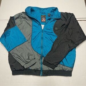Vintage 90s USA Olympics Size Large Windbreaker Jacket Colorblock Blue Black